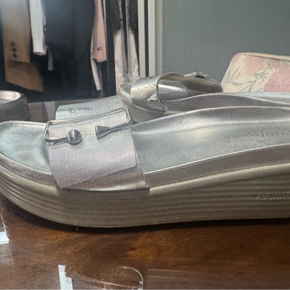 Donald J. Pliner Metallic Gold Slide Sandals - Picture 6 of 6